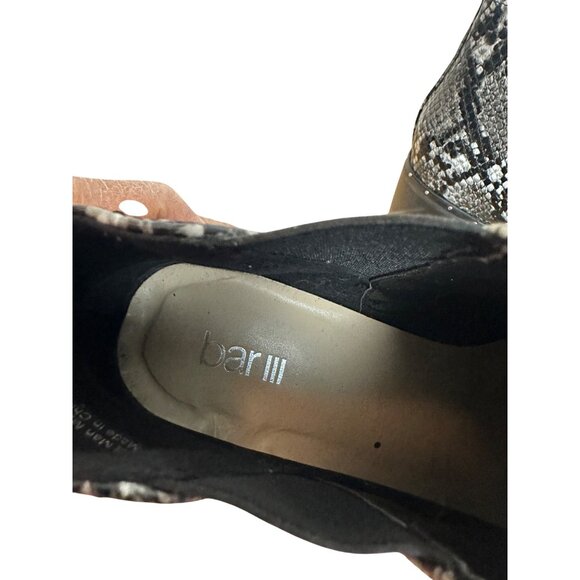 Bar III Size 8.5 Snake Skin Print Synthetic Pull On Black White Ankle Boots - Picture 12 of 15